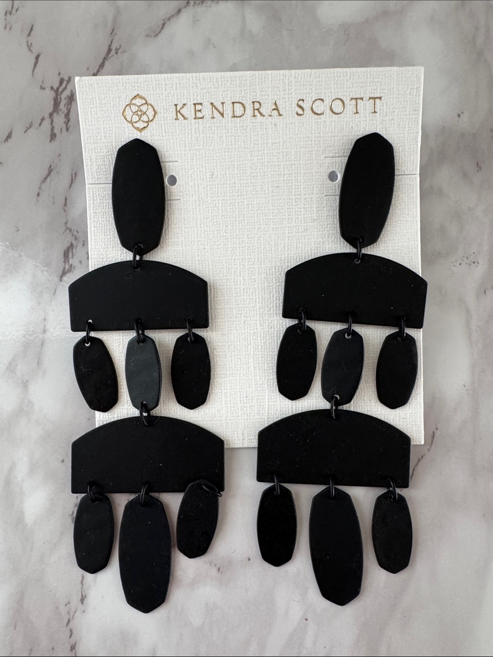 NWOT Kendra Scott Tiered Statement Dangle Earrings Matte Black